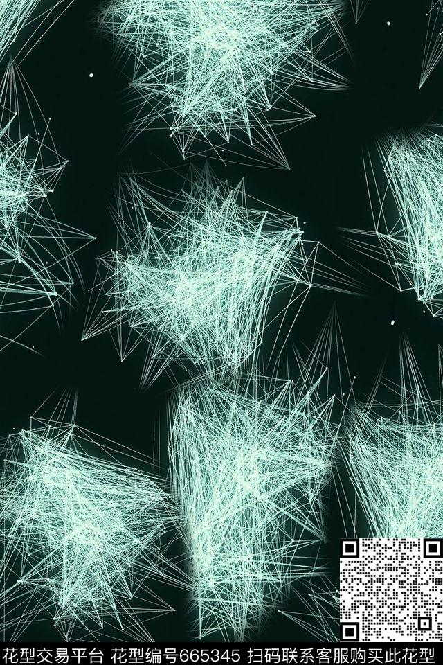 线条男装抽象数码印花华亿平台下载（图片编号: 665345） - 瓦栏（Walan）