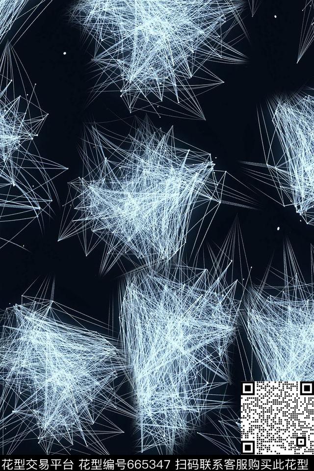 线条男装抽象数码印花华亿平台下载（图片编号: 665347） - 瓦栏（Walan）