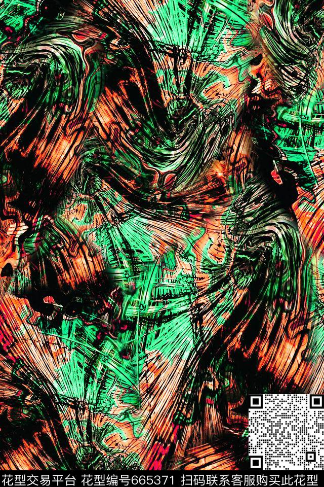 抽象朦胧流彩数码印花华亿平台下载（图片编号: 665371） - 瓦栏（Walan）
