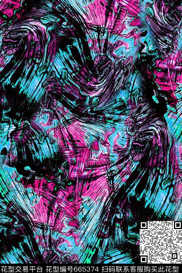 抽象朦胧流彩数码印花华亿平台下载（图片编号: 665374） - 瓦栏（Walan）
