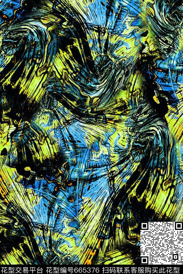 抽象朦胧流彩数码印花华亿平台下载（图片编号: 665376） - 瓦栏（Walan）