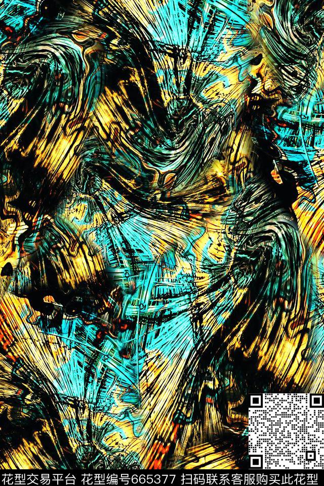 抽象朦胧流彩数码印花华亿平台下载（图片编号: 665377） - 瓦栏（Walan）