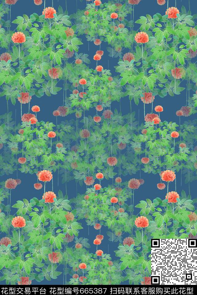 花朵花卉植物花卉数码印花华亿平台下载（图片编号: 665387） - 瓦栏（Walan）