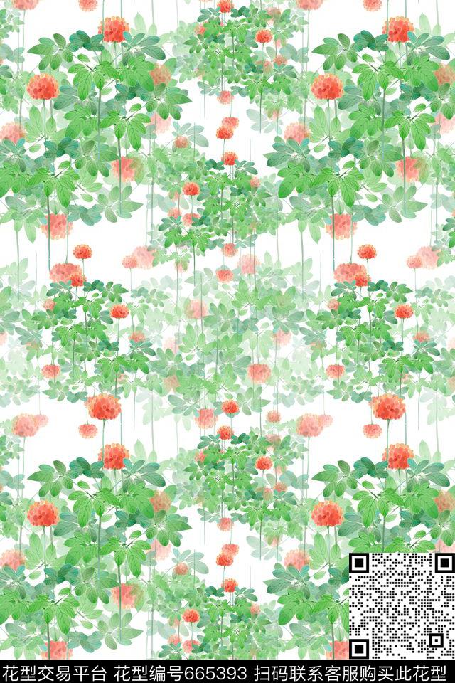 花朵花卉植物花卉数码印花华亿平台下载（图片编号: 665393） - 瓦栏（Walan）