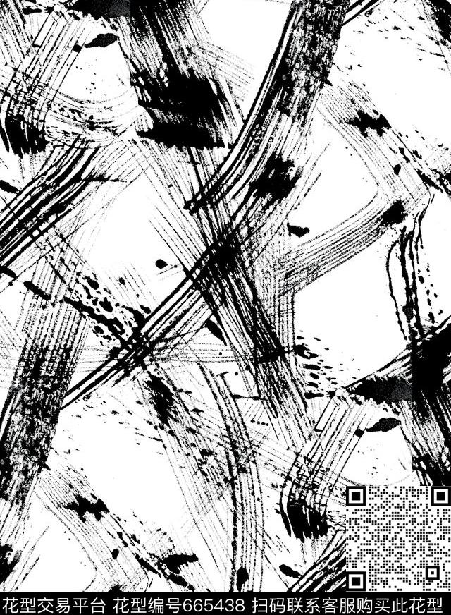 抽象笔触笔画传统印花华亿平台下载（图片编号: 665438） - 瓦栏（Walan）