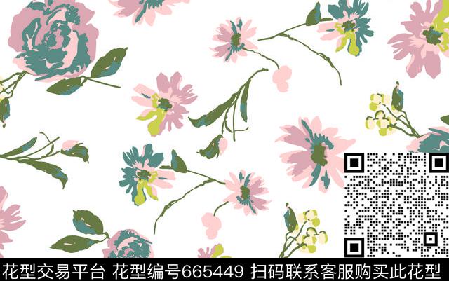 个性花朵花卉传统印花华亿平台下载（图片编号: 665449） - 瓦栏（Walan）