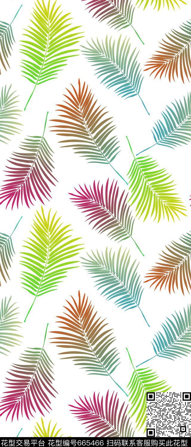 简洁时尚叶子长巾丝巾数码印花华亿平台下载（图片编号: 665466） - 瓦栏（Walan）