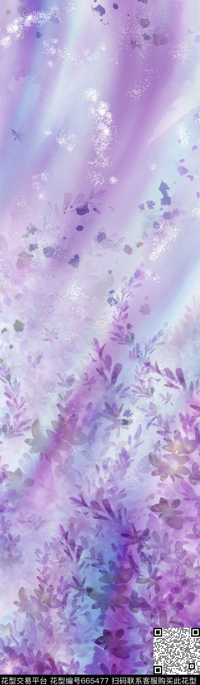 叶子云纹抽象数码印花华亿平台下载（图片编号: 665477） - 瓦栏（Walan）