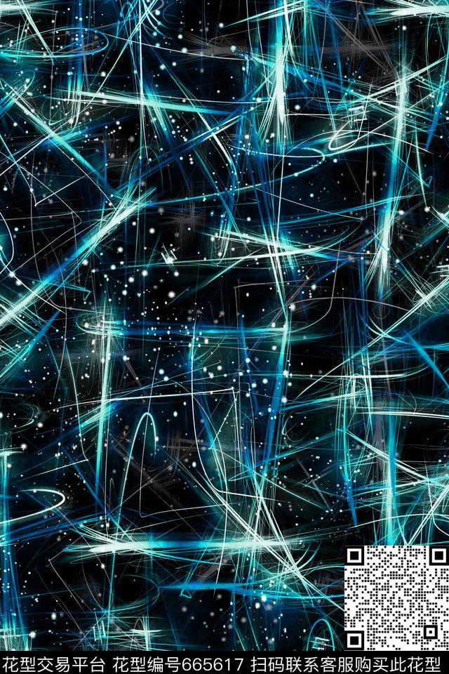 荧光线条抽象数码印花华亿平台下载（图片编号: 665617） - 瓦栏（Walan）