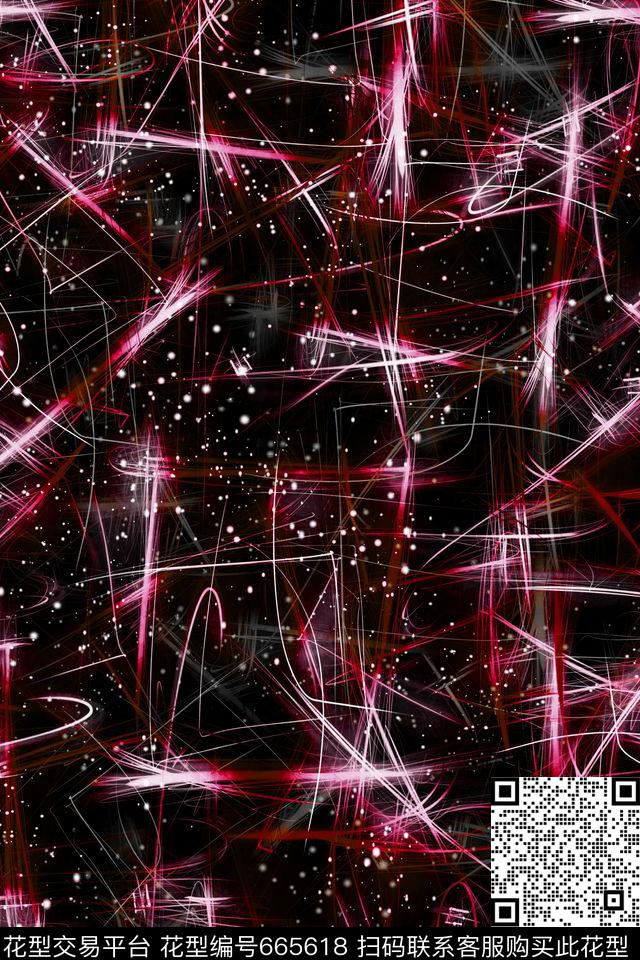 荧光线条抽象数码印花华亿平台下载（图片编号: 665618） - 瓦栏（Walan）