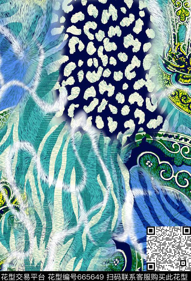 渐变豹纹虎皮传统印花华亿平台下载（图片编号: 665649） - 瓦栏（Walan）