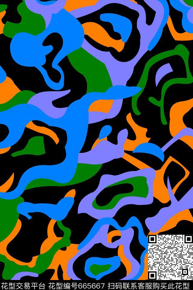 线条波点分色传统印花华亿平台下载（图片编号: 665667） - 瓦栏（Walan）