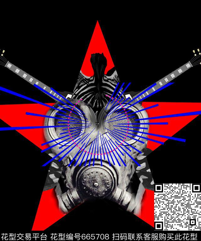 彩色骷髅头音乐符号数码印花华亿平台下载（图片编号: 665708） - 瓦栏（Walan）