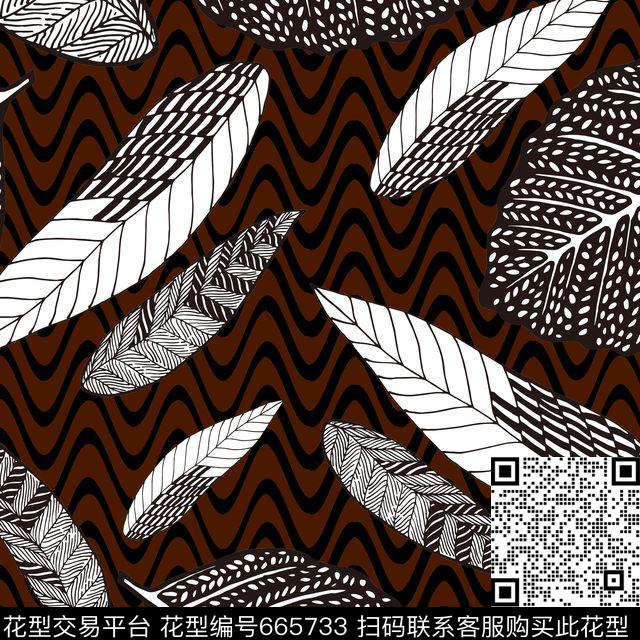 纹理叶子树叶波浪条纹数码印花华亿平台下载（图片编号: 665733） - 瓦栏（Walan）