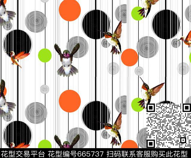不规则几何鸟圆点数码印花华亿平台下载（图片编号: 665737） - 瓦栏（Walan）