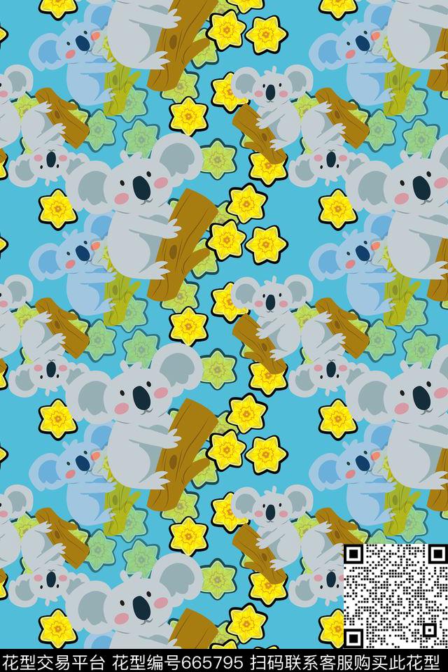 卡通婴童图案樱花卡通树懒传统印花华亿平台下载（图片编号: 665795） - 瓦栏（Walan）