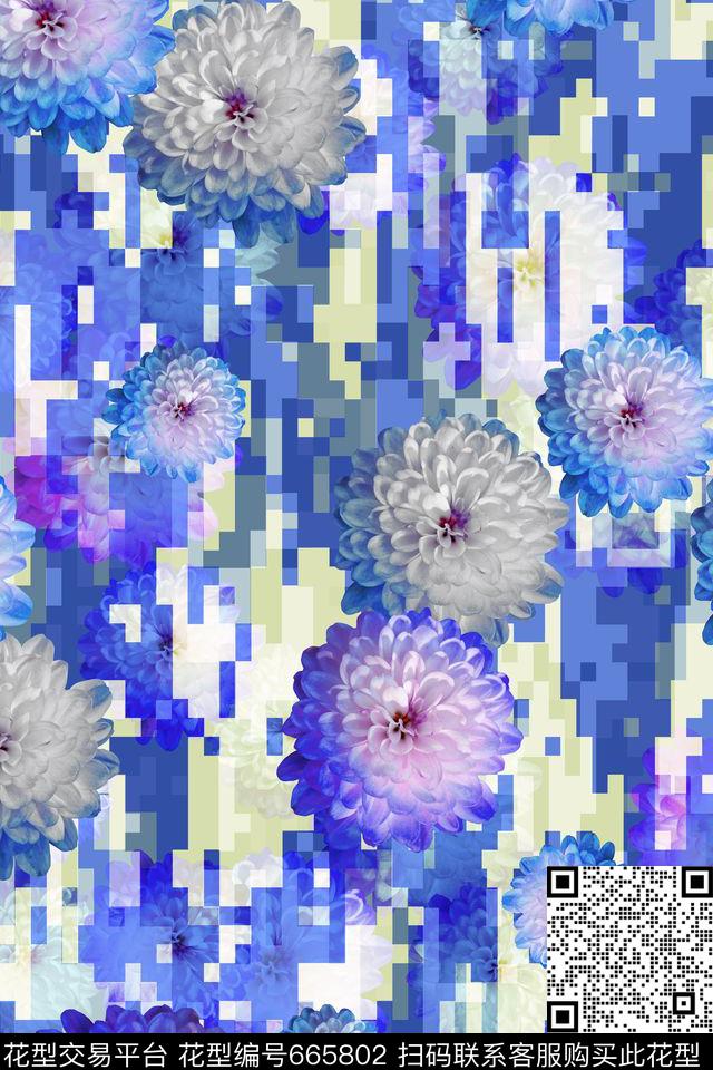 女装花卉几何数码印花华亿平台下载（图片编号: 665802） - 瓦栏（Walan）