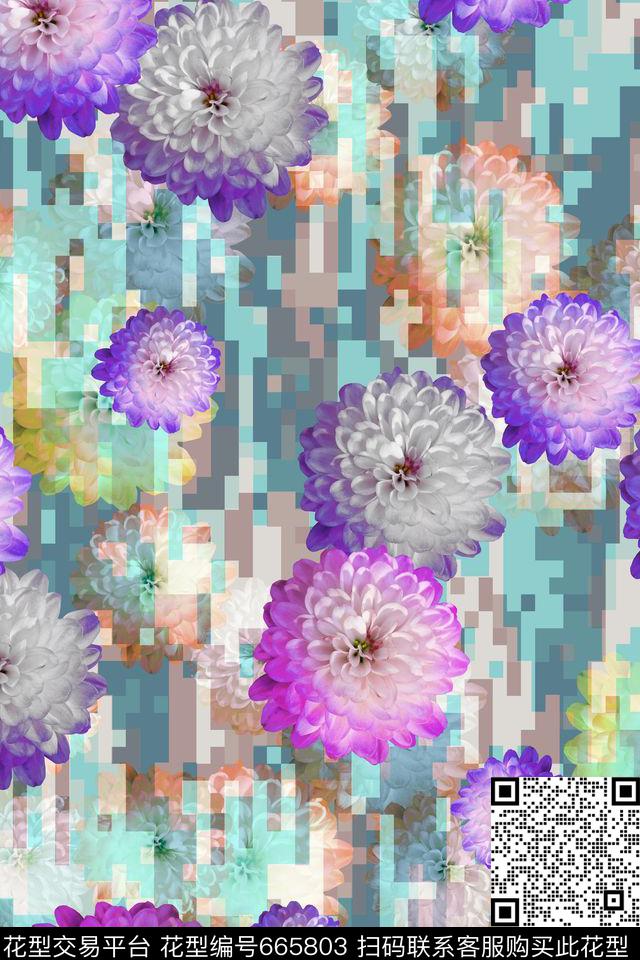 女装花卉几何数码印花华亿平台下载（图片编号: 665803） - 瓦栏（Walan）