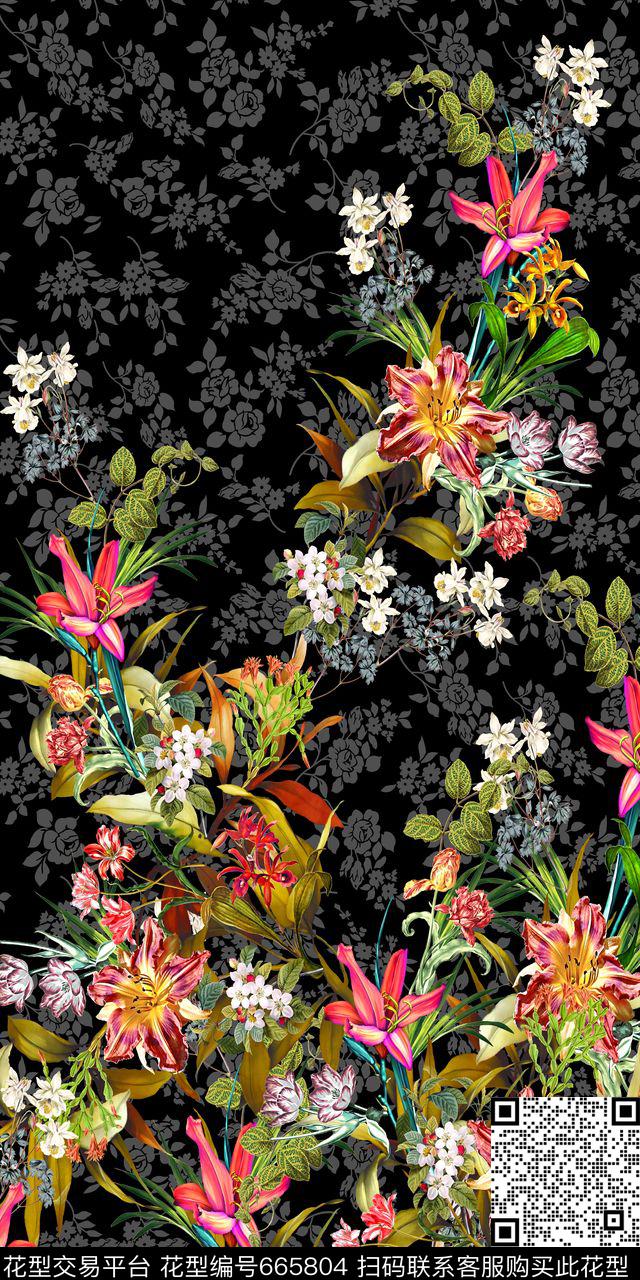 花朵花卉中老年数码印花华亿平台下载（图片编号: 665804） - 瓦栏（Walan）