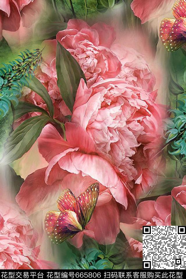 花朵花卉数码印花华亿平台下载（图片编号: 665806） - 瓦栏（Walan）