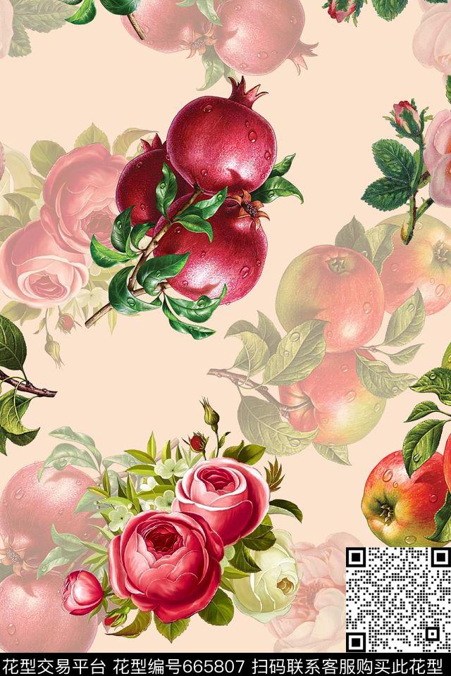 花朵花卉水果数码印花华亿平台下载（图片编号: 665807） - 瓦栏（Walan）