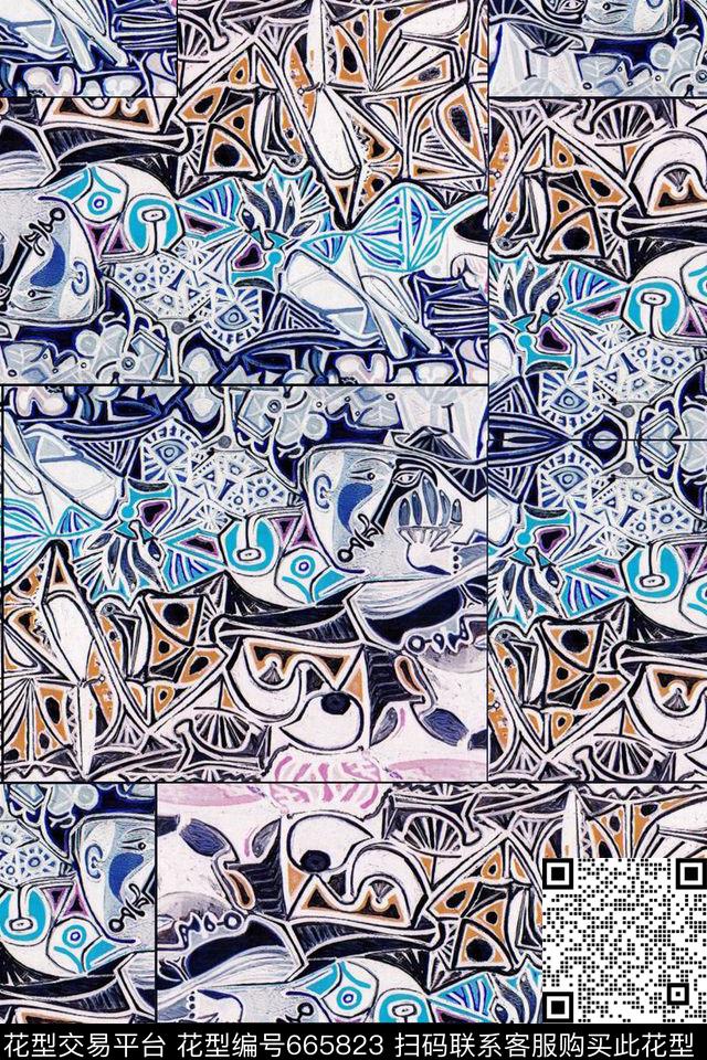 男装女装箱包抽象几何数码印花华亿平台下载（图片编号: 665823） - 瓦栏（Walan）