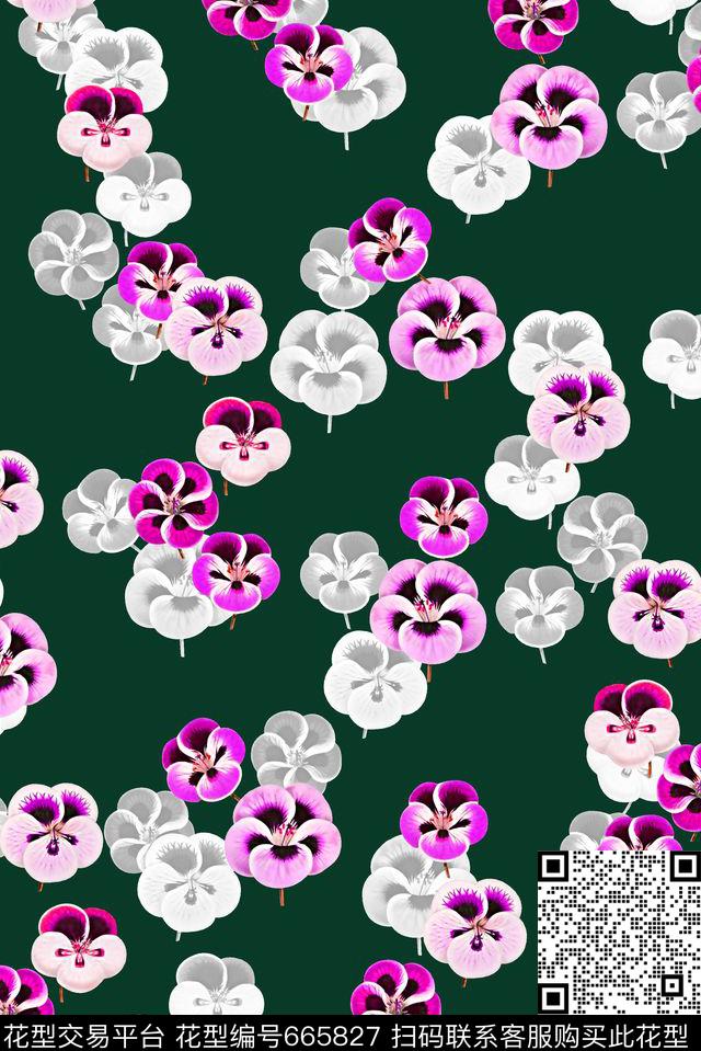 抽象手绘满版时尚潮流女装裙最新高清数码藤蔓小花朵数码印花华亿平台下载（图片编号: 665827） - 瓦栏（Walan）