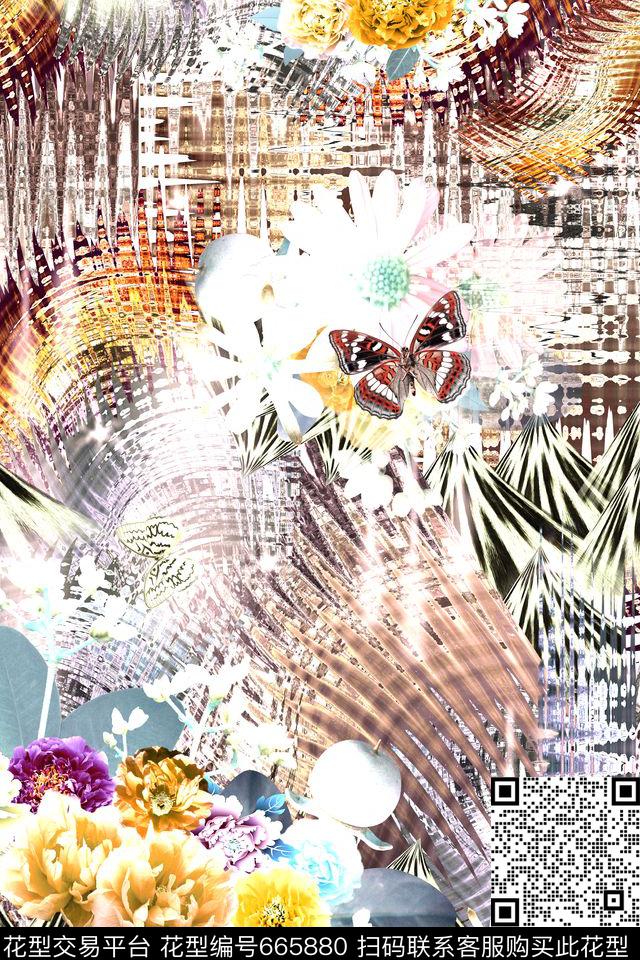 时尚花卉花纹裙子数码印花华亿平台下载（图片编号: 665880） - 瓦栏（Walan）