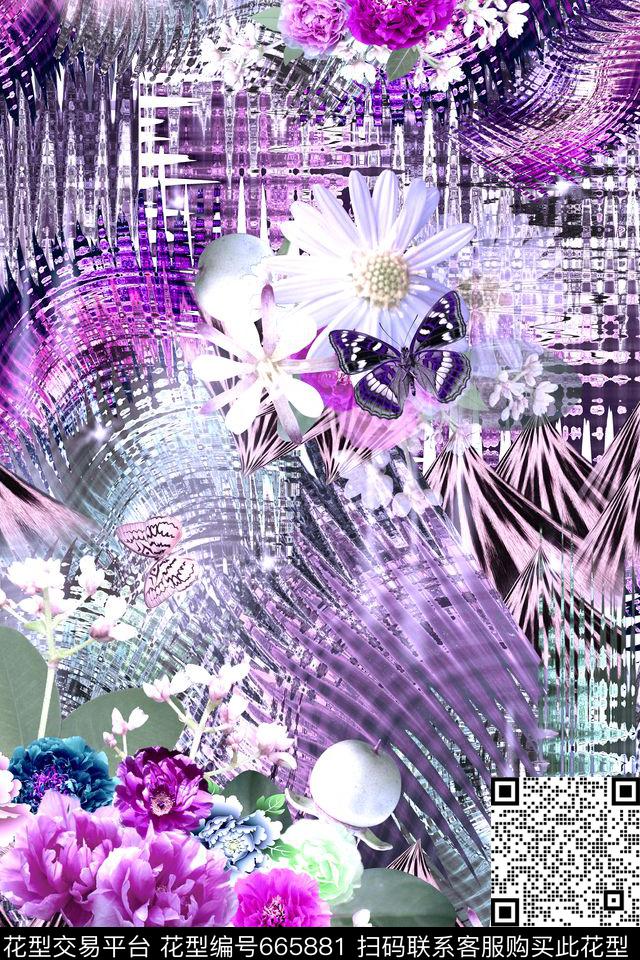 时尚花卉花纹裙子数码印花华亿平台下载（图片编号: 665881） - 瓦栏（Walan）