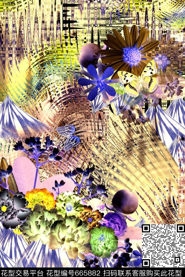 时尚花卉花纹裙子数码印花华亿平台下载（图片编号: 665882） - 瓦栏（Walan）