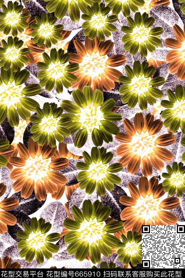 时尚花卉花纹男女服装数码印花华亿平台下载（图片编号: 665910） - 瓦栏（Walan）