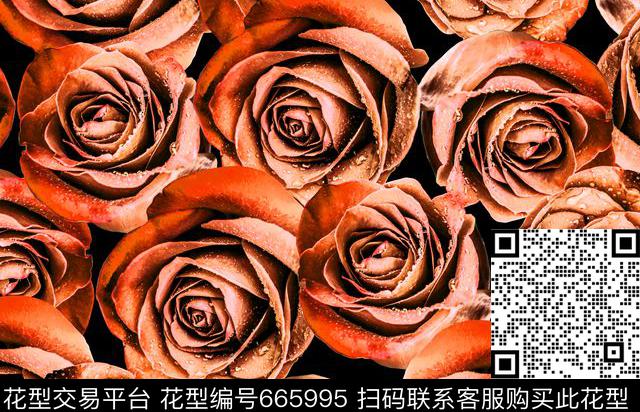 花朵大花玫瑰数码印花华亿平台下载（图片编号: 665995） - 瓦栏（Walan）