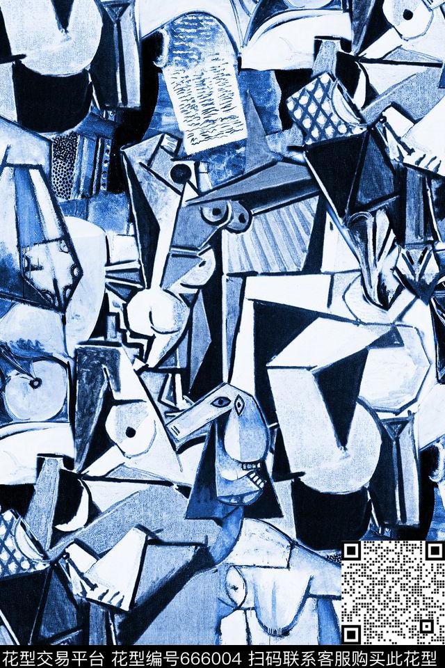 欧美风几何抽象数码印花华亿平台下载（图片编号: 666004） - 瓦栏（Walan）