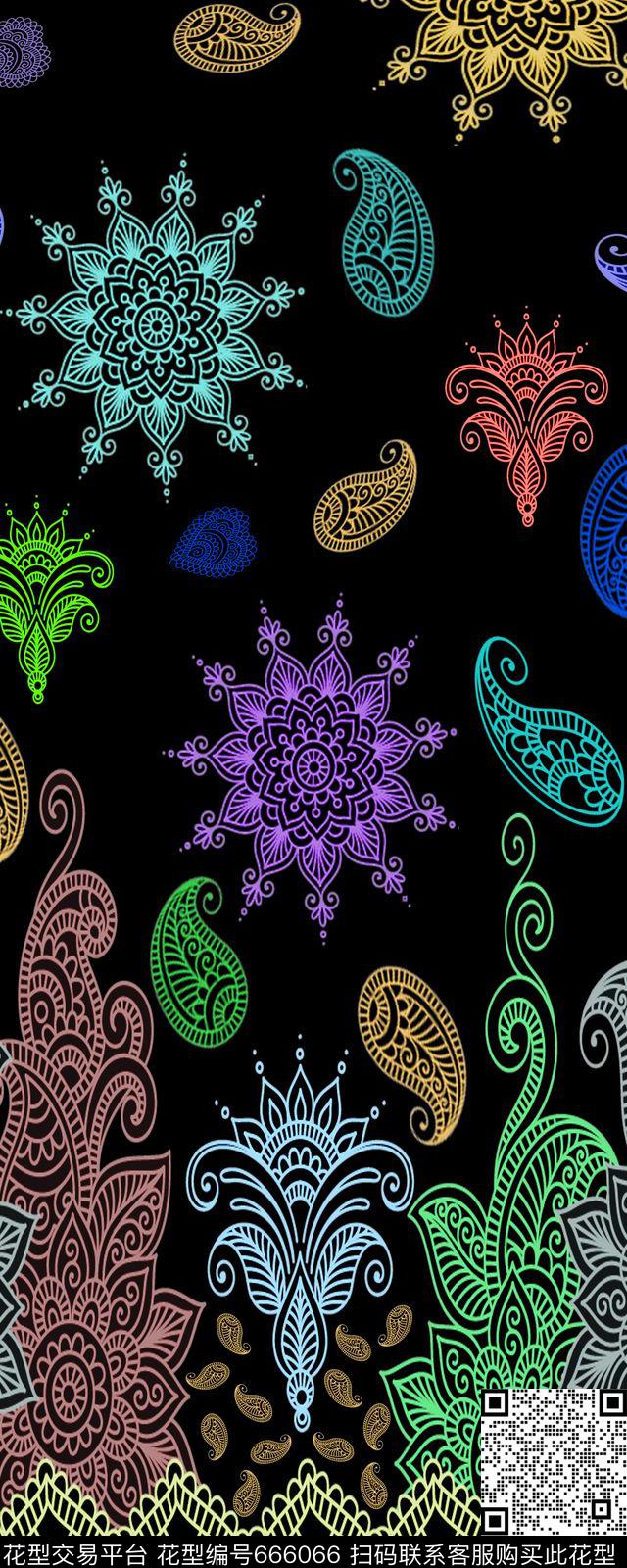 女装民族风水墨佩里斯传统印花华亿平台下载（图片编号: 666066） - 瓦栏（Walan）