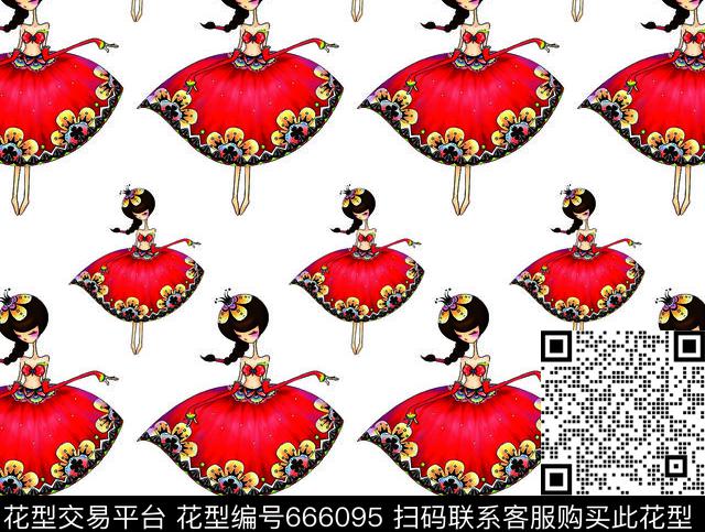 油画跳舞女孩红色美女数码印花华亿平台下载（图片编号: 666095） - 瓦栏（Walan）