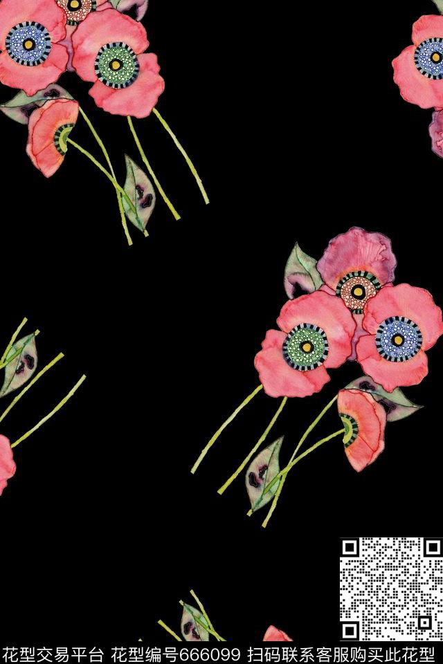 花卉数码印花华亿平台下载（图片编号: 666099） - 瓦栏（Walan）