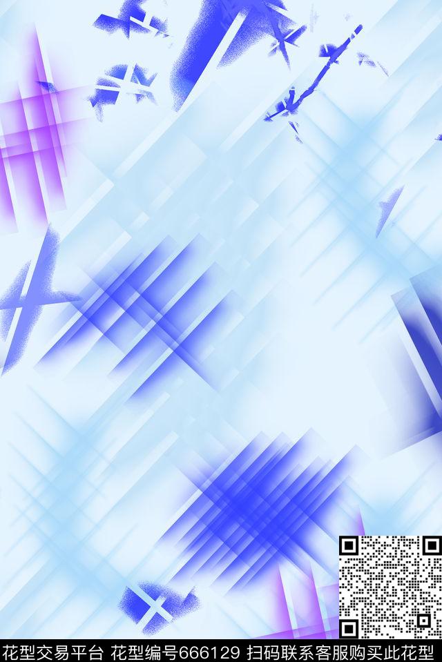 时尚抽象手绘几何彩绘女装泳装印花数码印花华亿平台下载（图片编号: 666129） - 瓦栏（Walan）