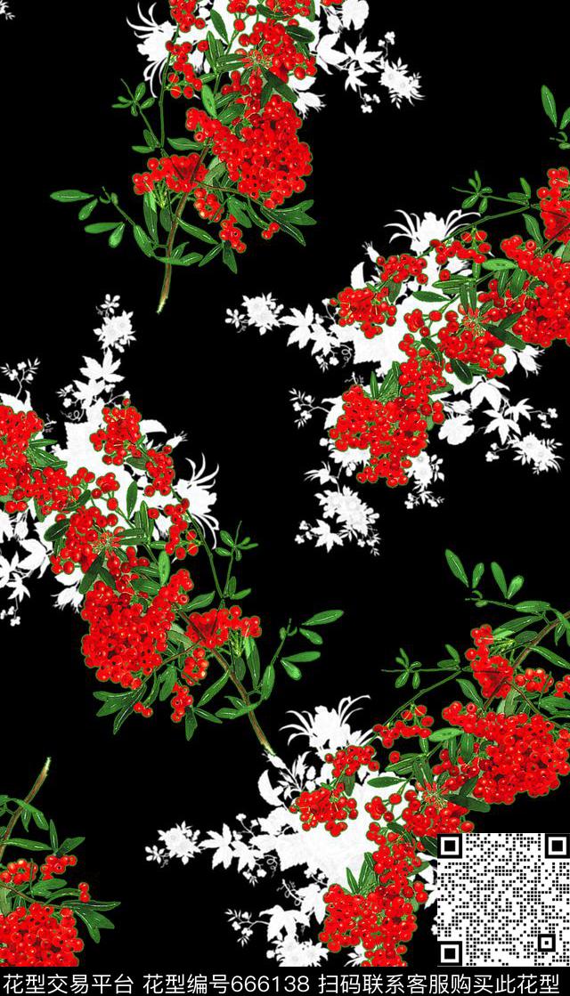 经典红黑泳装水果数码印花华亿平台下载（图片编号: 666138） - 瓦栏（Walan）