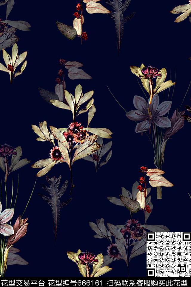 时尚抽象手绘植物花卉数码印花时尚国际高档大牌女装外套夹克印花时尚潮流男装衬衫T恤外套夹克印花数码印花华亿平台下载（图片编号: 666161） - 瓦栏（Walan）