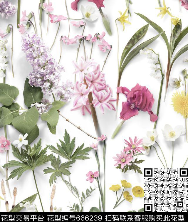 玫瑰小碎花大花数码印花华亿平台下载（图片编号: 666239） - 瓦栏（Walan）