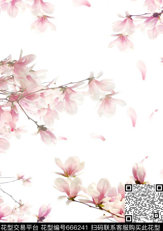 桃花小碎花大花数码印花华亿平台下载（图片编号: 666241） - 瓦栏（Walan）