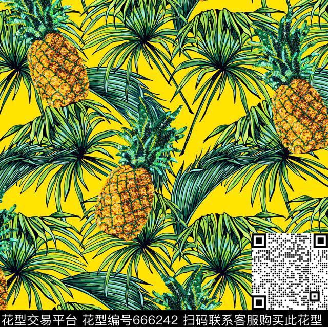 欧美热带鱼天堂鸟花数码印花华亿平台下载（图片编号: 666242） - 瓦栏（Walan）