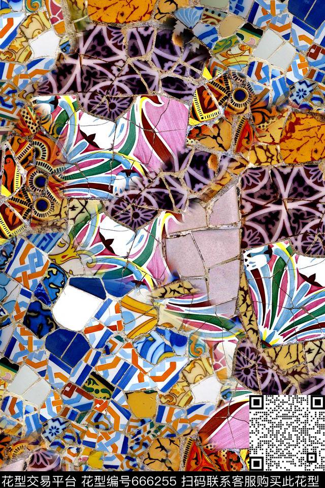抽象几何拼接数码印花华亿平台下载（图片编号: 666255） - 瓦栏（Walan）