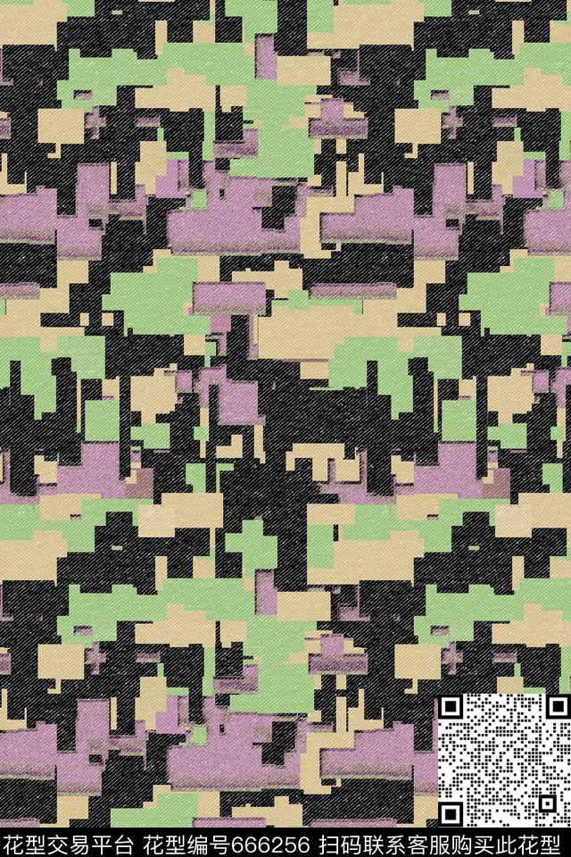 迷彩牛仔纹几何数码印花华亿平台下载（图片编号: 666256） - 瓦栏（Walan）