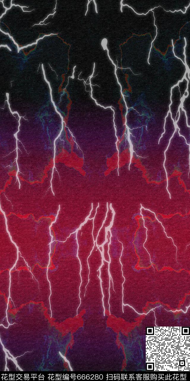 牛仔纹闪电渐变数码印花华亿平台下载（图片编号: 666280） - 瓦栏（Walan）