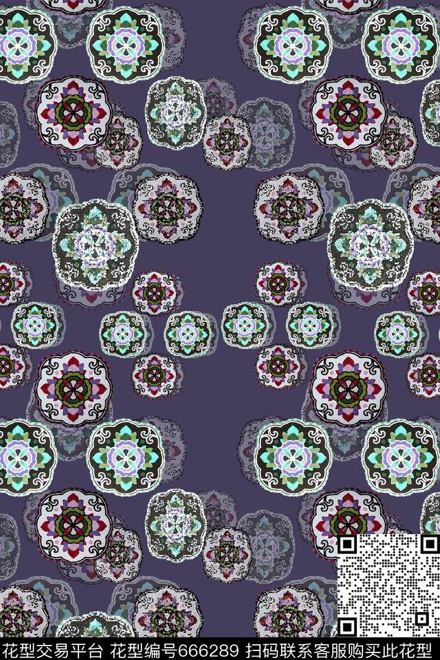 民族风图案男士泳装圆圈组合数码印花华亿平台下载（图片编号: 666289） - 瓦栏（Walan）