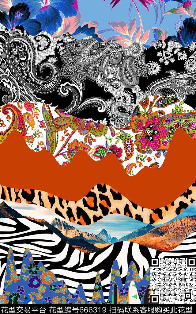 佩斯利涡旋纹秋冬泳装数码印花华亿平台下载（图片编号: 666319） - 瓦栏（Walan）