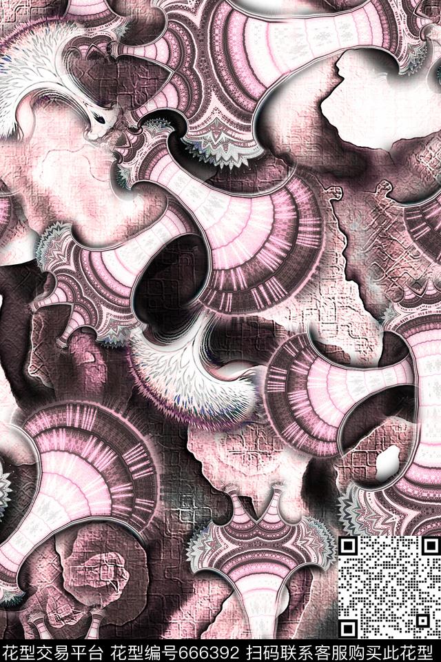 复古民族风部落数码印花华亿平台下载（图片编号: 666392） - 瓦栏（Walan）