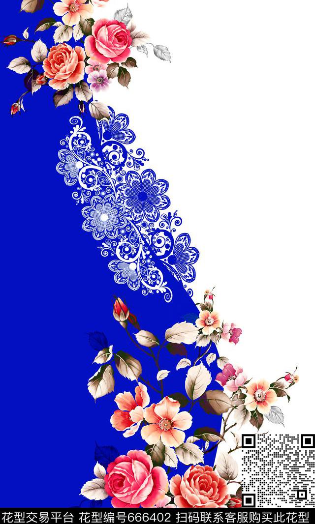 花卉蕾丝民族数码印花华亿平台下载（图片编号: 666402） - 瓦栏（Walan）