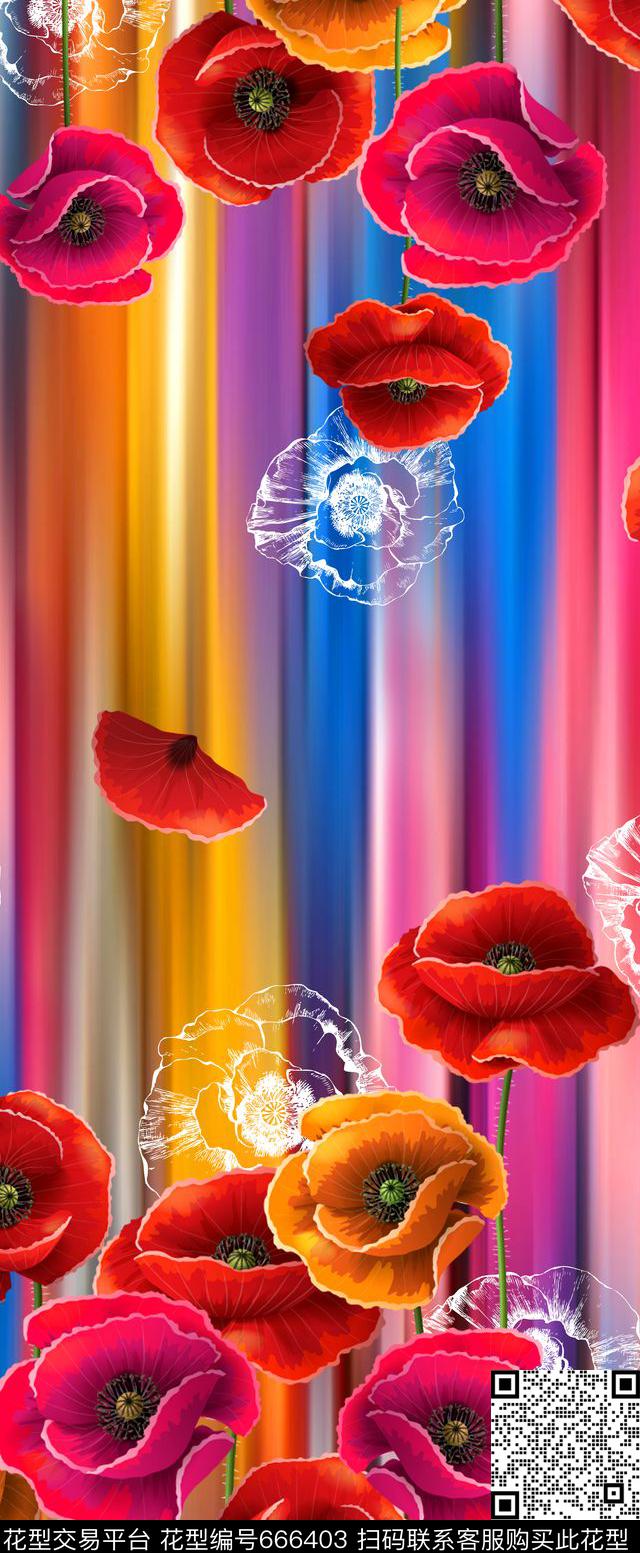 长巾朦胧底纹花卉数码印花华亿平台下载（图片编号: 666403） - 瓦栏（Walan）